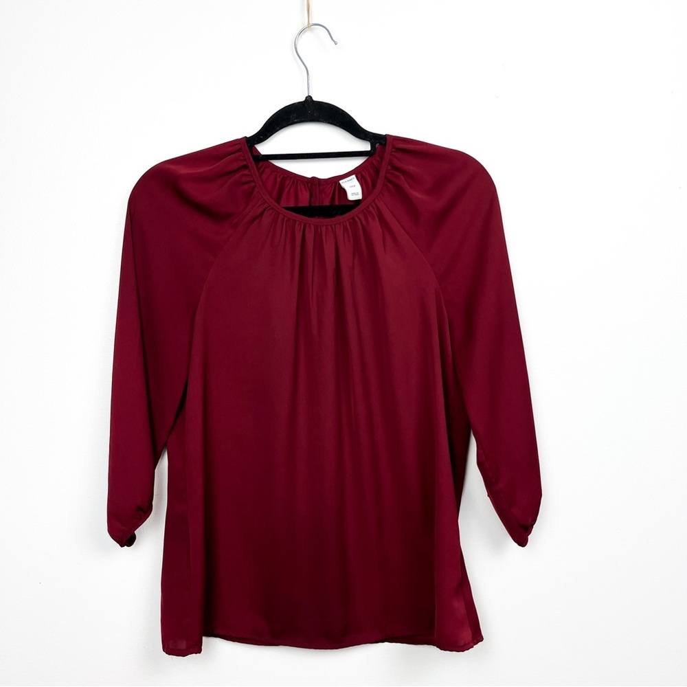 Old Navy Long Sleeve Semi Sheer Red Blouse